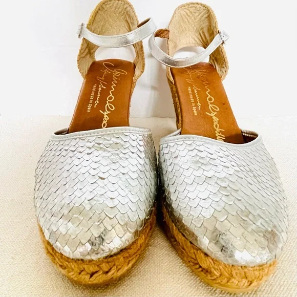Gaimo Espadrilles Handmade in Spain Metallic Silver/Rope Espadrilles Size EU 41 - Picture 14 of 15